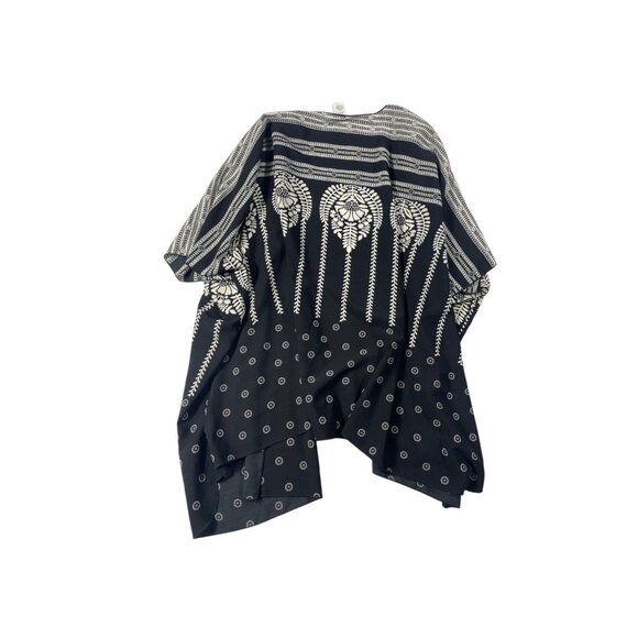 Poetry Black & White Boho Kimono  Intricate Floral Geometric Wrap - O/S - Picture 4 of 7